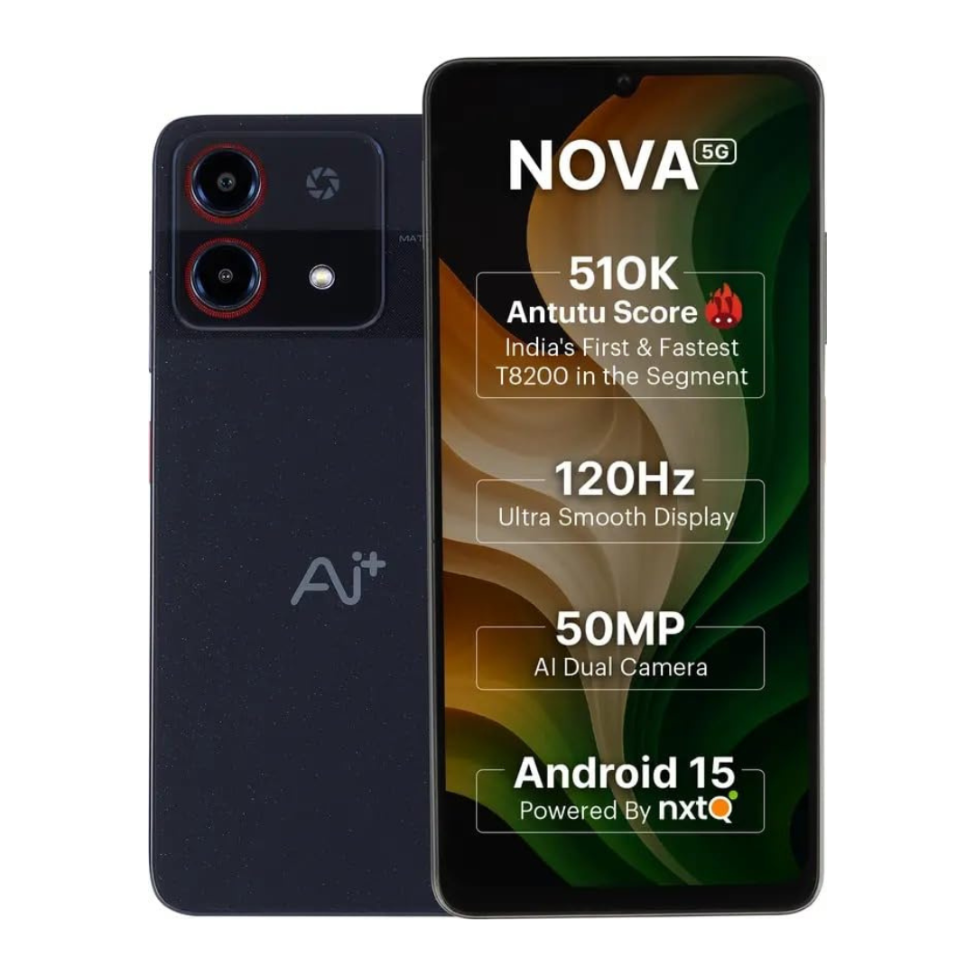 Get AI+ Nova 5G Android phone with AI powered camera system for portraits night mode and clear photos