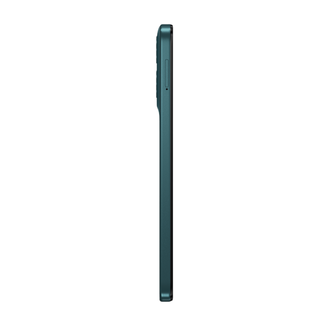 Motorola G05 Forest Green – side profile highlighting thickness.