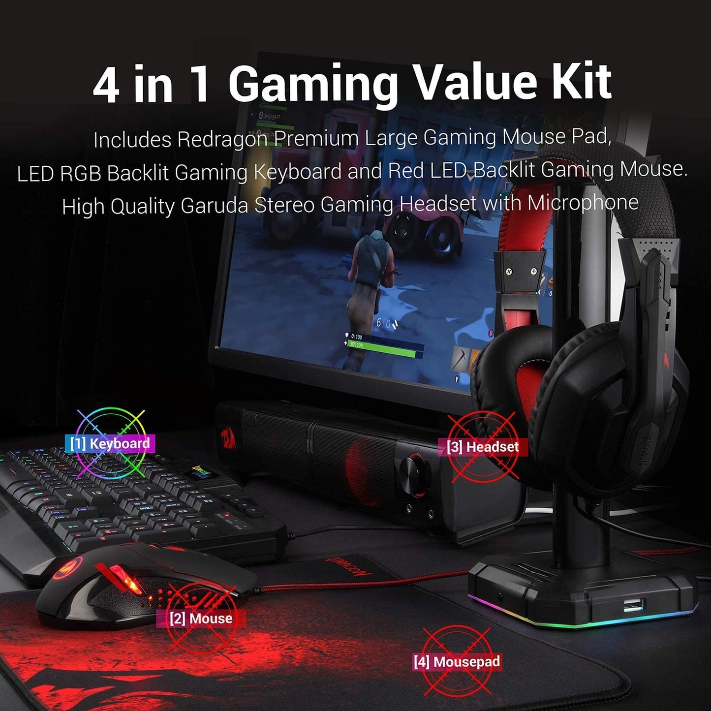 Redragon S101-5 Gaming Keyboard Mouse Combo K503RGB + M601(3212)RGB - Brother-mart