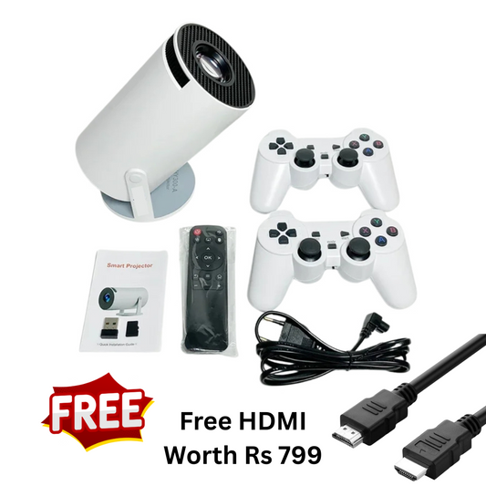 shop gaming projector with HDMI cable