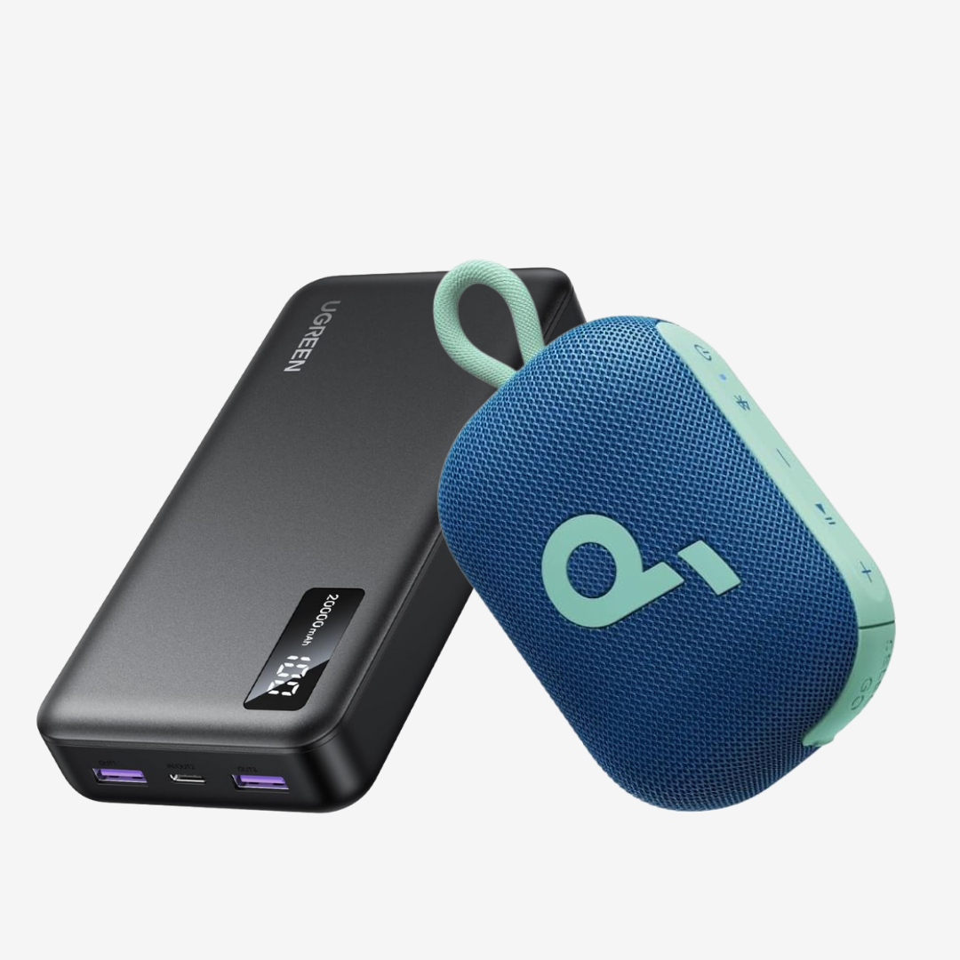 Buy UGREEN 20000mAh Power Bank and Soundcore Select 4 Go Speaker gadget combo for travel in Nepal.