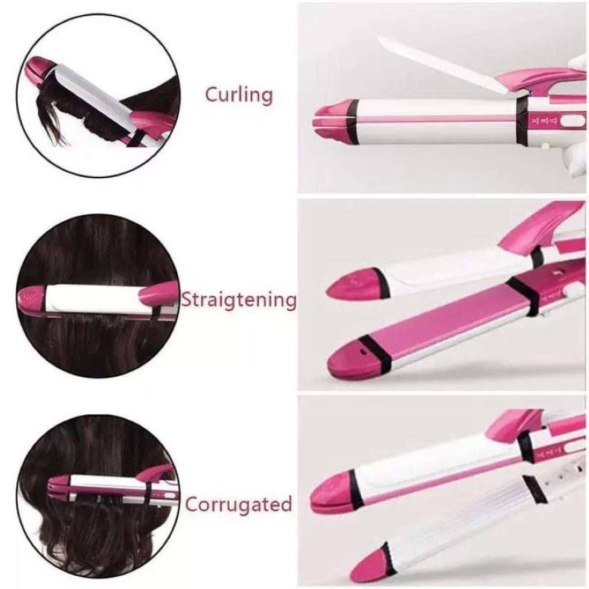 Kemei 3 In 1 Professional Cum Curler And Crimper Hair Straightener - KM-1291 most trending product and loved by women - Brother-mart