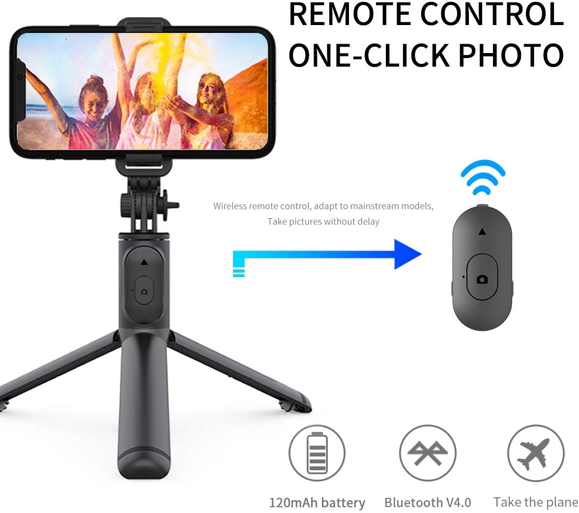 Selfie Stick, Extendable Selfie Stick with Wireless Remote and Tripod Stan - Brother-mart