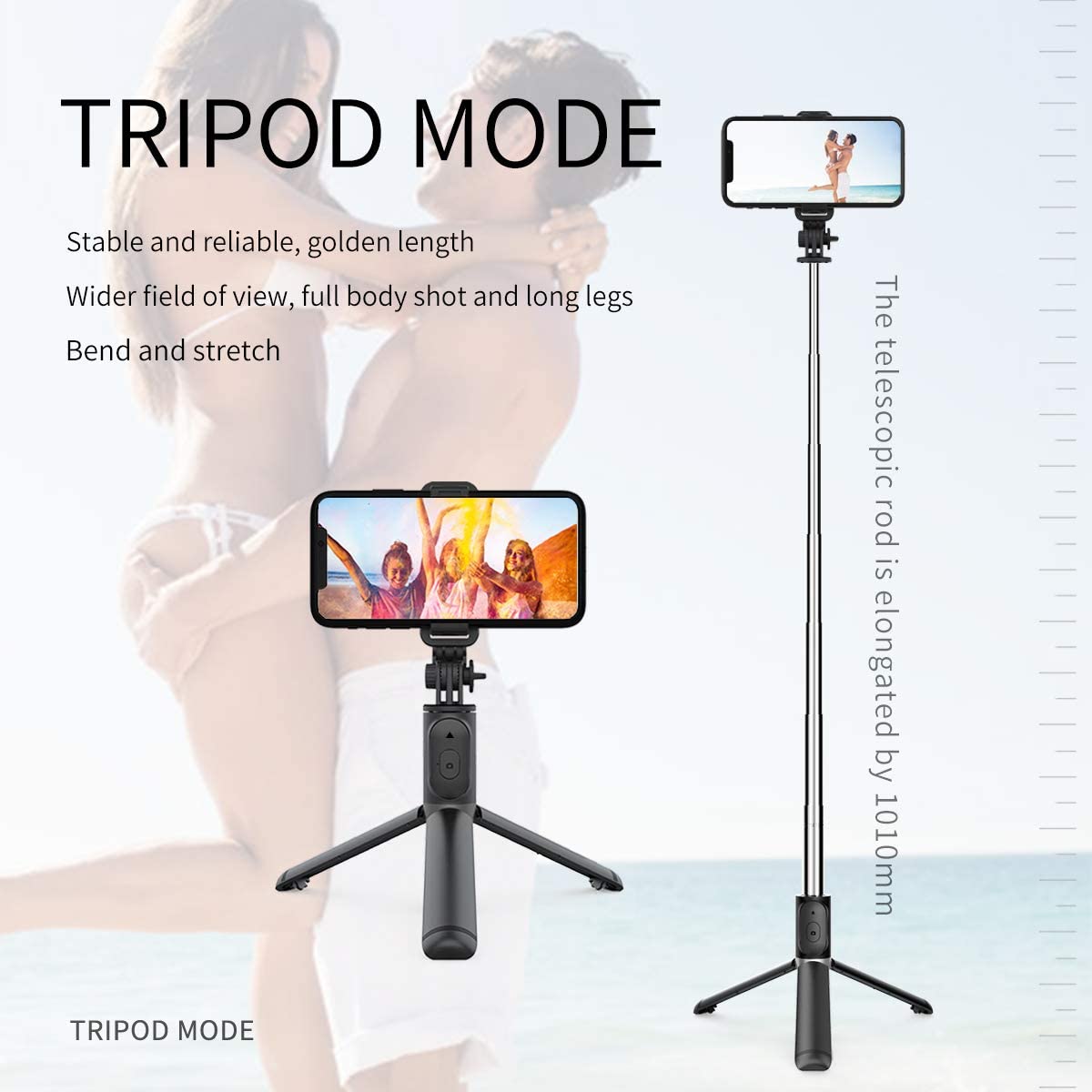 Selfie Stick, Extendable Selfie Stick with Wireless Remote and Tripod Stan - Brother-mart