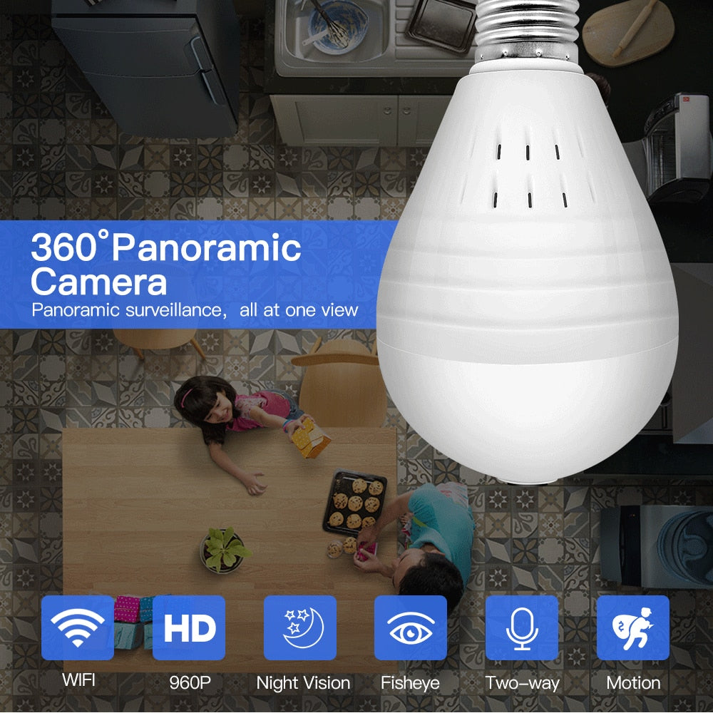 HD 1080P WiFi Mini Camera V380 VR Fisheye Camera Smart Home Security CCTV Camera - Brother-mart