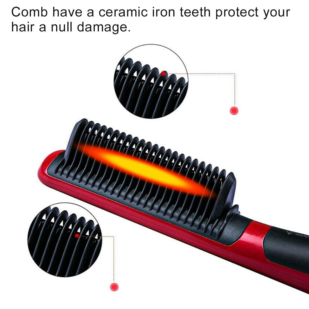 Hair straightener heating comb Multifunctional beard hair styler hot electric straightening quick brush - Brother-mart