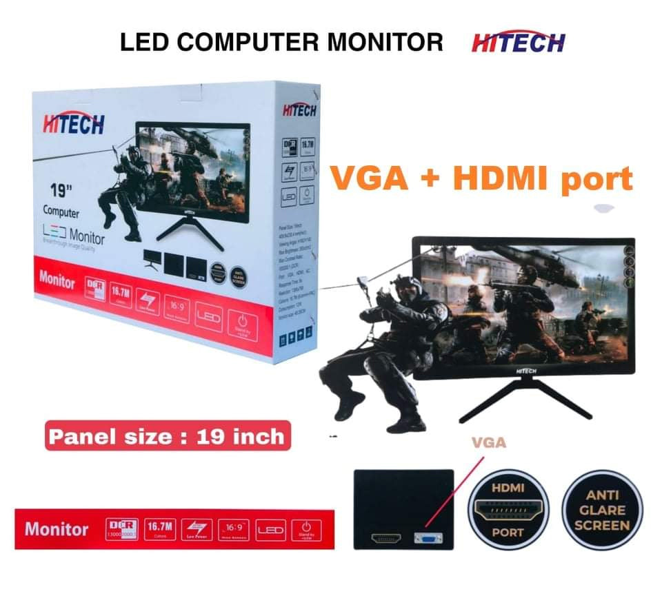 Hitech LED Computer  Monitor 19"  Inch  Quality and Design - Brother-mart