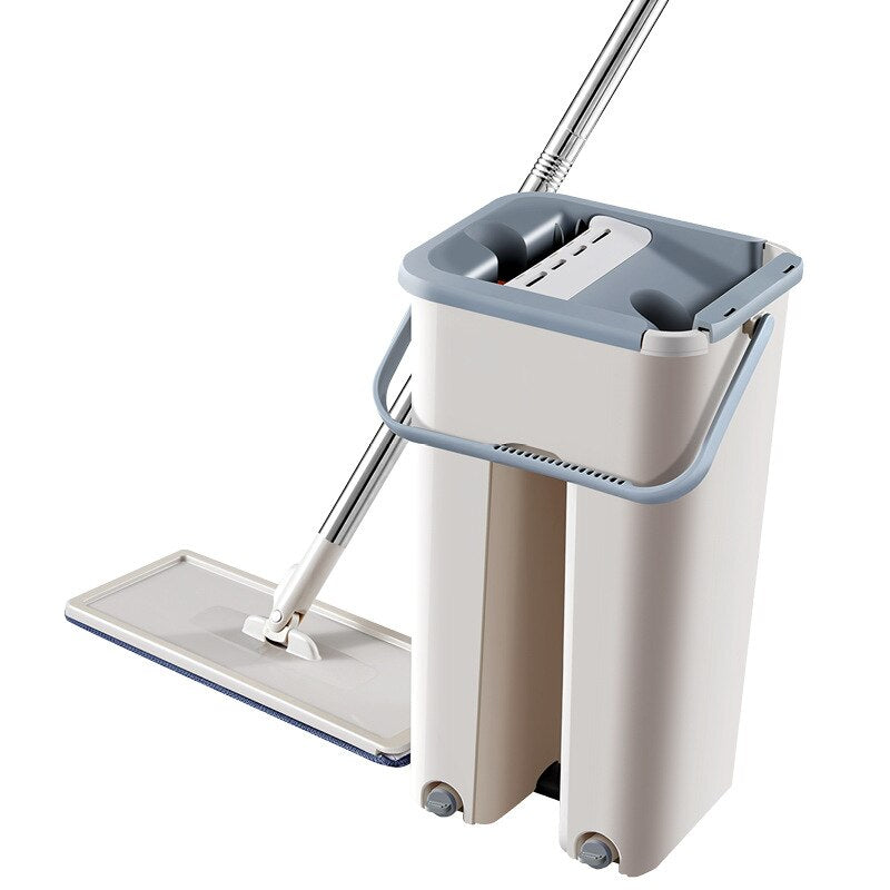 Magic Cleaning Mops with Bucket Floors Squeeze Flat Mop with Water Home Kitchen Floor Cleaner House Cleaning Tools - Brother-mart