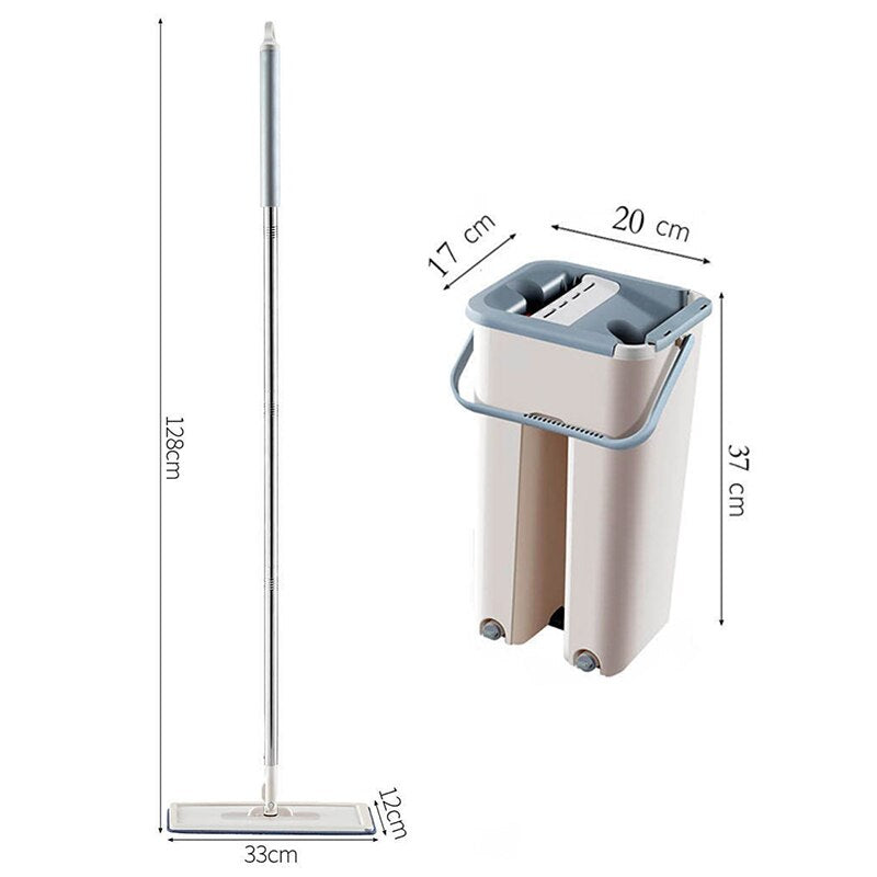 Magic Cleaning Mops with Bucket Floors Squeeze Flat Mop with Water Home Kitchen Floor Cleaner House Cleaning Tools - Brother-mart