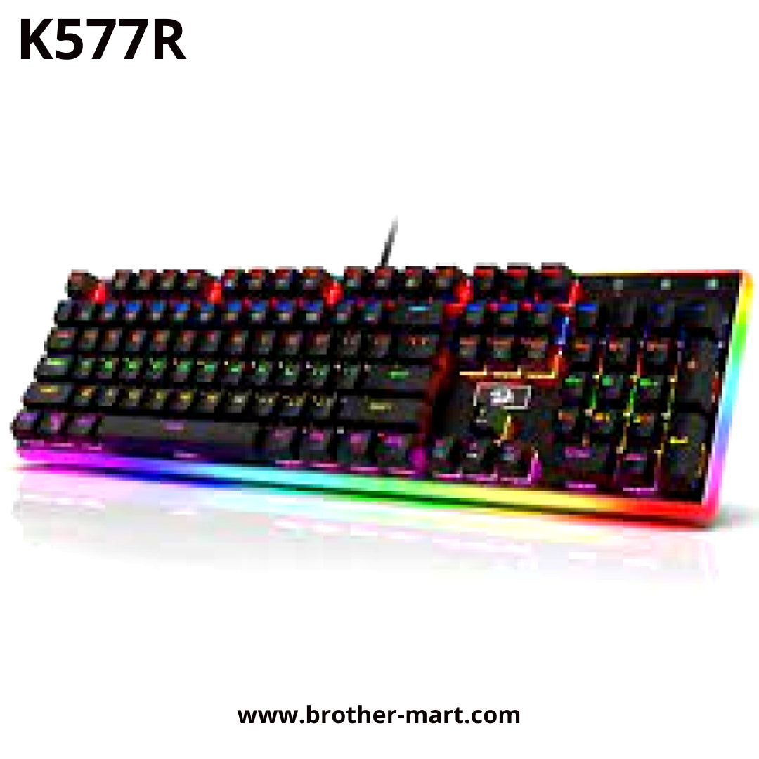 Redragon K577R USB Gaming Keyboard with 6 Theme Backlight 104 Keys Anti-Ghosting - Brother-mart