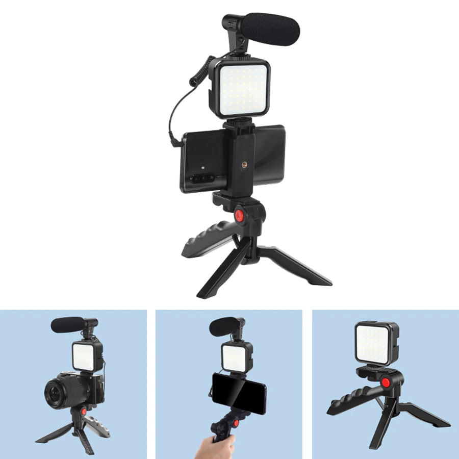 Vlogging Kit Video Recording Equipment with Tripod Fill Light Shutter for Smartphone - Brother-mart