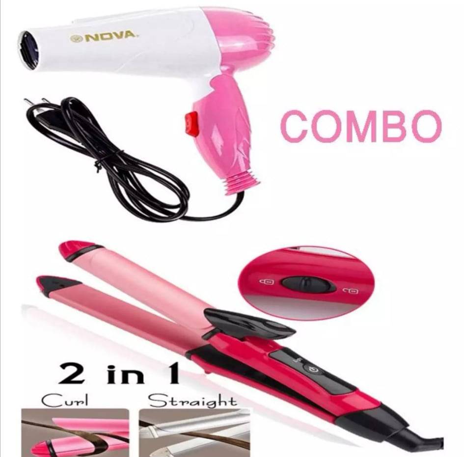 Nova Combo Of Hair Straighter & Dryer - Brother-mart