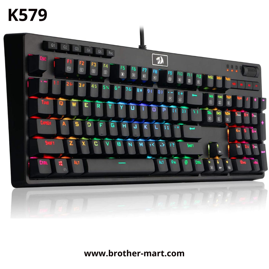 Redragon K579 Mechanical Gaming Keyboard Wired RGB LED Backlit 104 Keys - Brother-mart