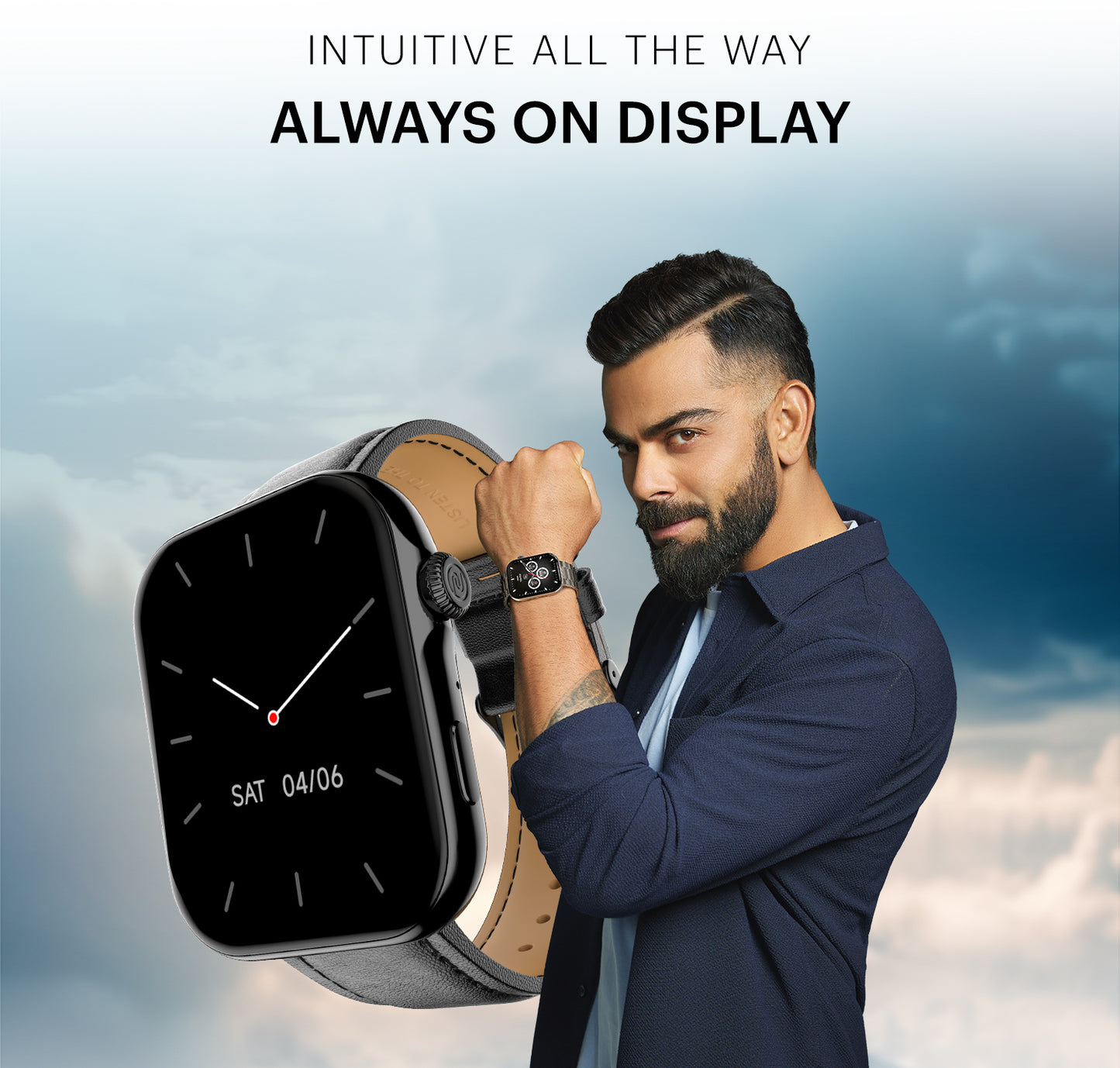 Noise introduce vision 3 Classic Black smart watch  Always on Display 