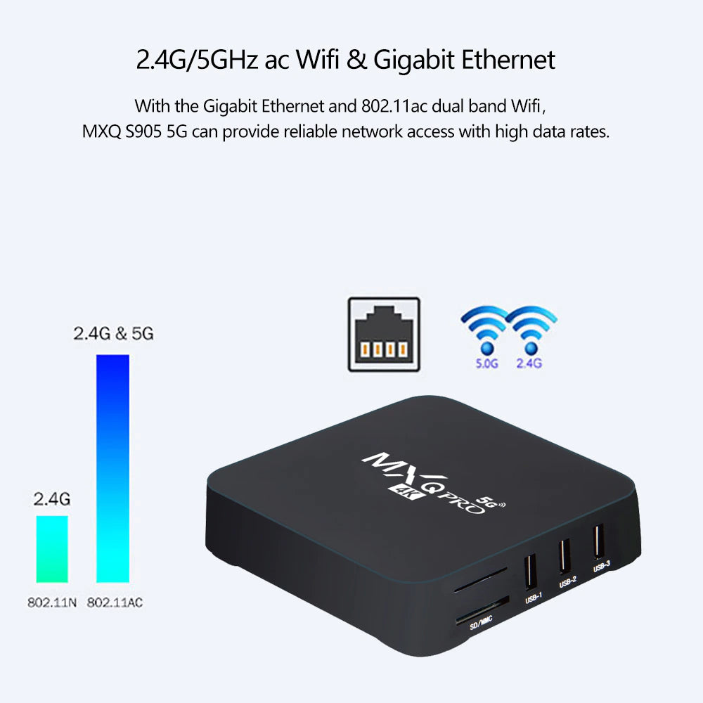 MXQ pro 4K Android 7.1 Smart Box 4K HD 3D 2.4G WiFi S905W Quad Core - Brother-mart