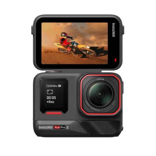 Shop Now Insta360 Ace Pro 2 AI powered 8K camera with FlowState stabilization, removable 1800mAh battery, reverse charging support and external mic compatibility