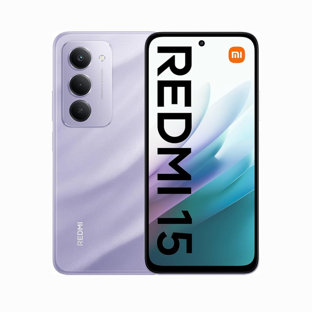 Redmi 15 smartphone showing back and front views on a white background-brothermart
