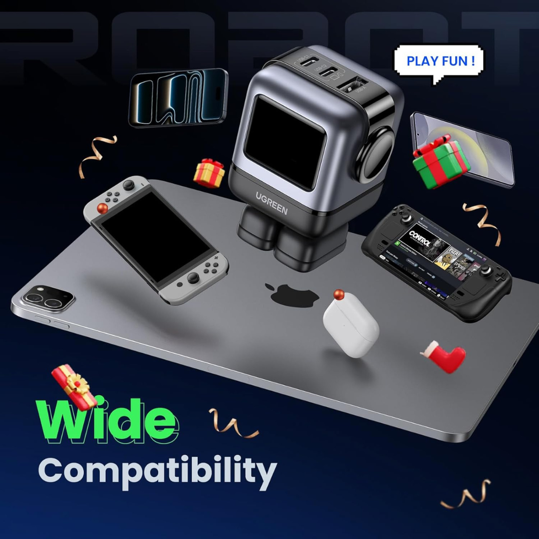 Get UGREEN 65W GaN USB C robot charger with triple device charging support