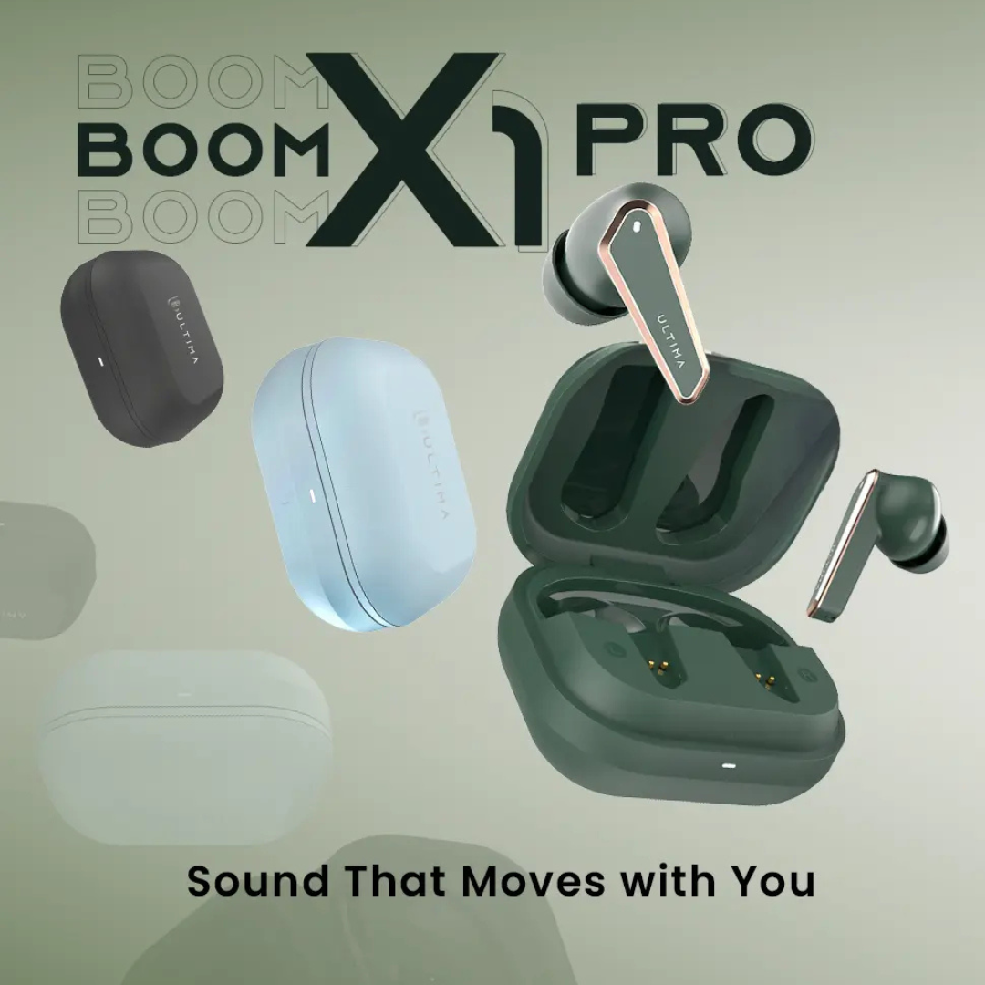 Shop now Ultima Boom X1 Pro earbuds powerful dynamic sound with dual 11mm drivers