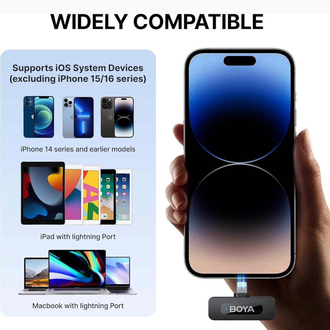 Get BOYA BY-V2 ultra-light wireless mic for iPad ideal for online classes, livestreaming and presentations