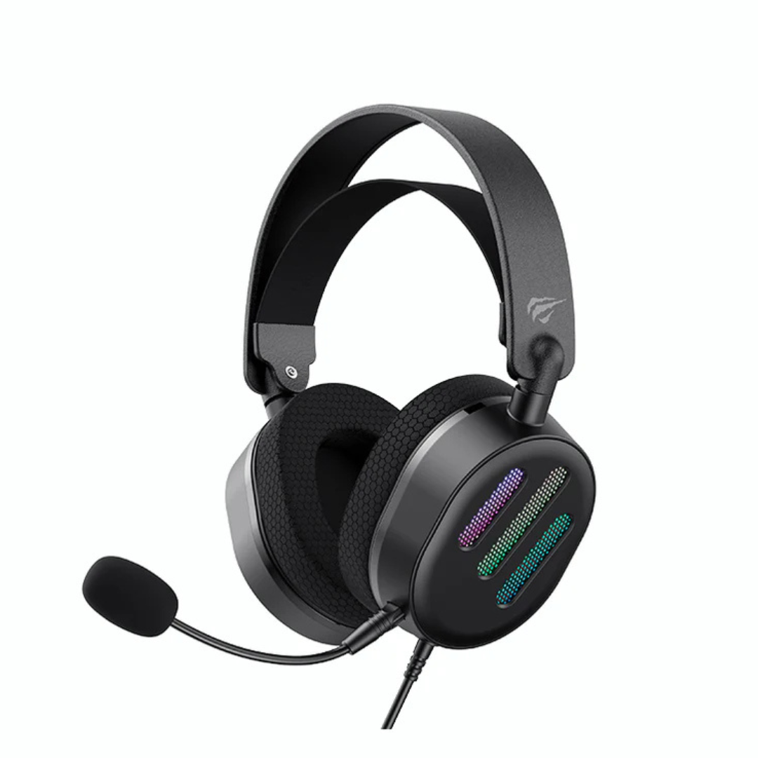 Shop now Havit H2038U USB 7.1 wired gaming headset with powerful 50mm speakers, crystal clear mic, soft ear cushions, durable design and 1 year warranty—best gaming headphone for PC gaming in Nepal.