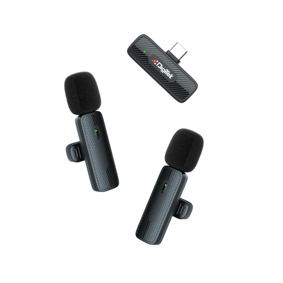 Digitek dual mic wireless system for voice recording and streaming

