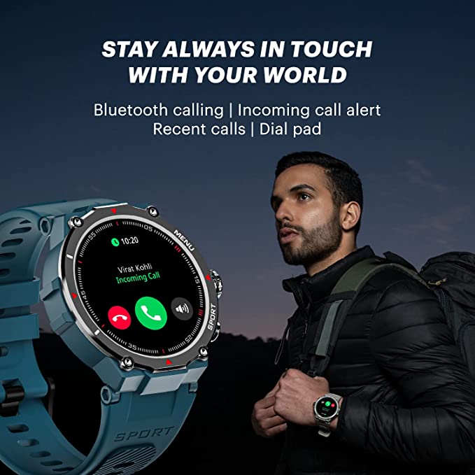 NoiseFit Force Rugged Round Dial Bluetooth Calling Smartwatch 1.32' HD Screen Crown 7 Days Battery 200 + Watch Faces
