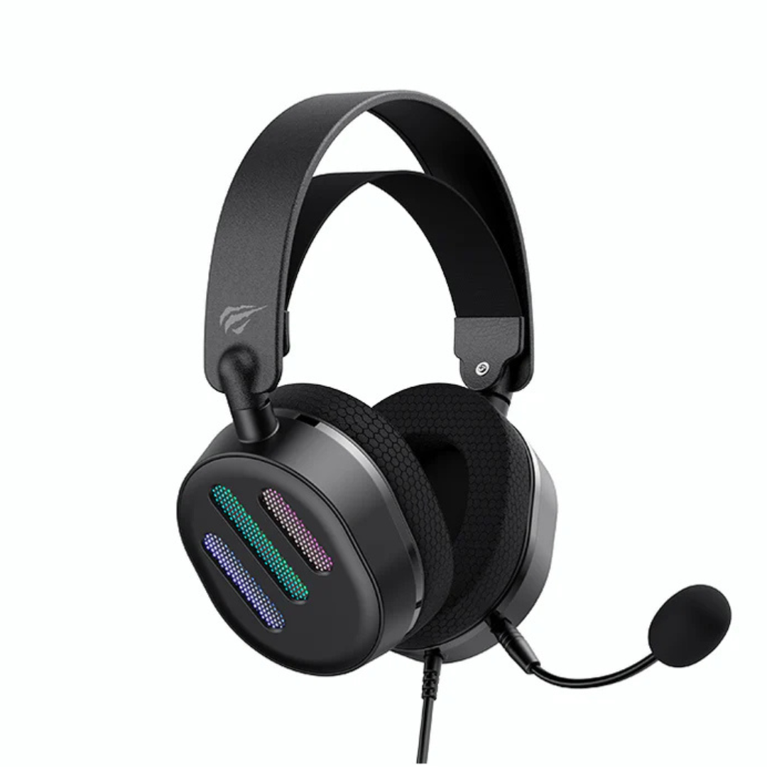 Buy now Havit H2038U wired USB gaming headset engineered with 50mm dynamic drivers, noise-isolating microphone, long gaming comfort and impressive sound clarity for FPS and eSports players.