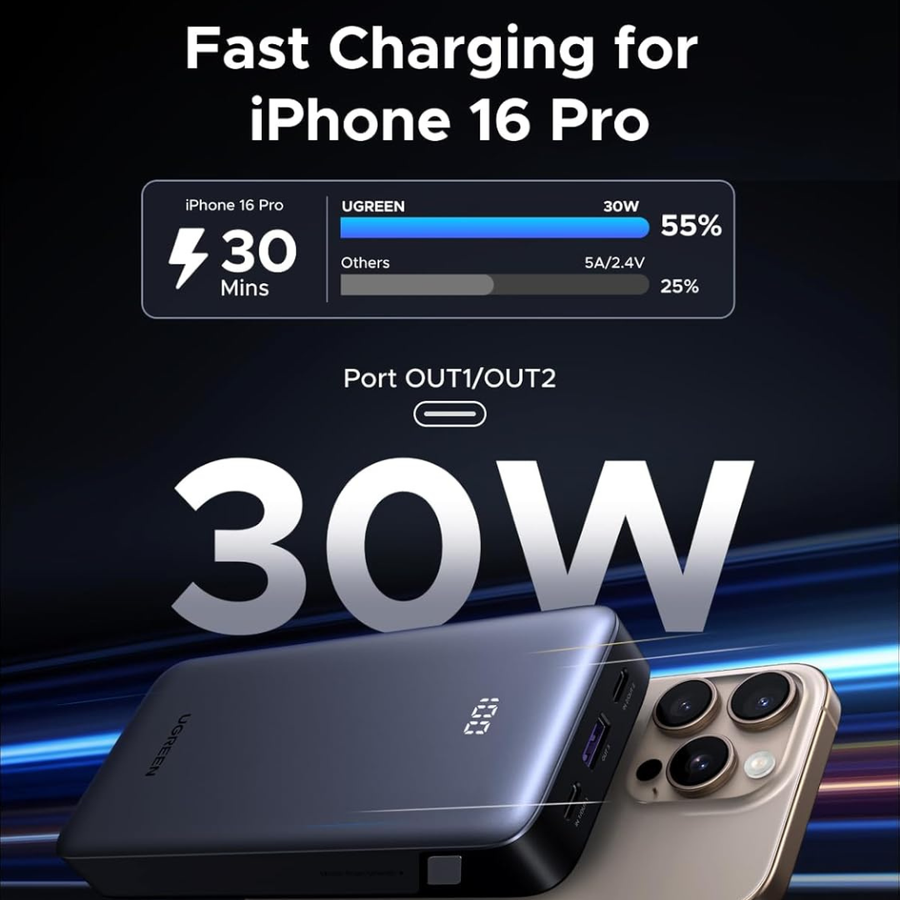 Buy UGREEN Power Bank 20000mAh 30W PD Nexode USB C fast charging battery pack available in Nepal