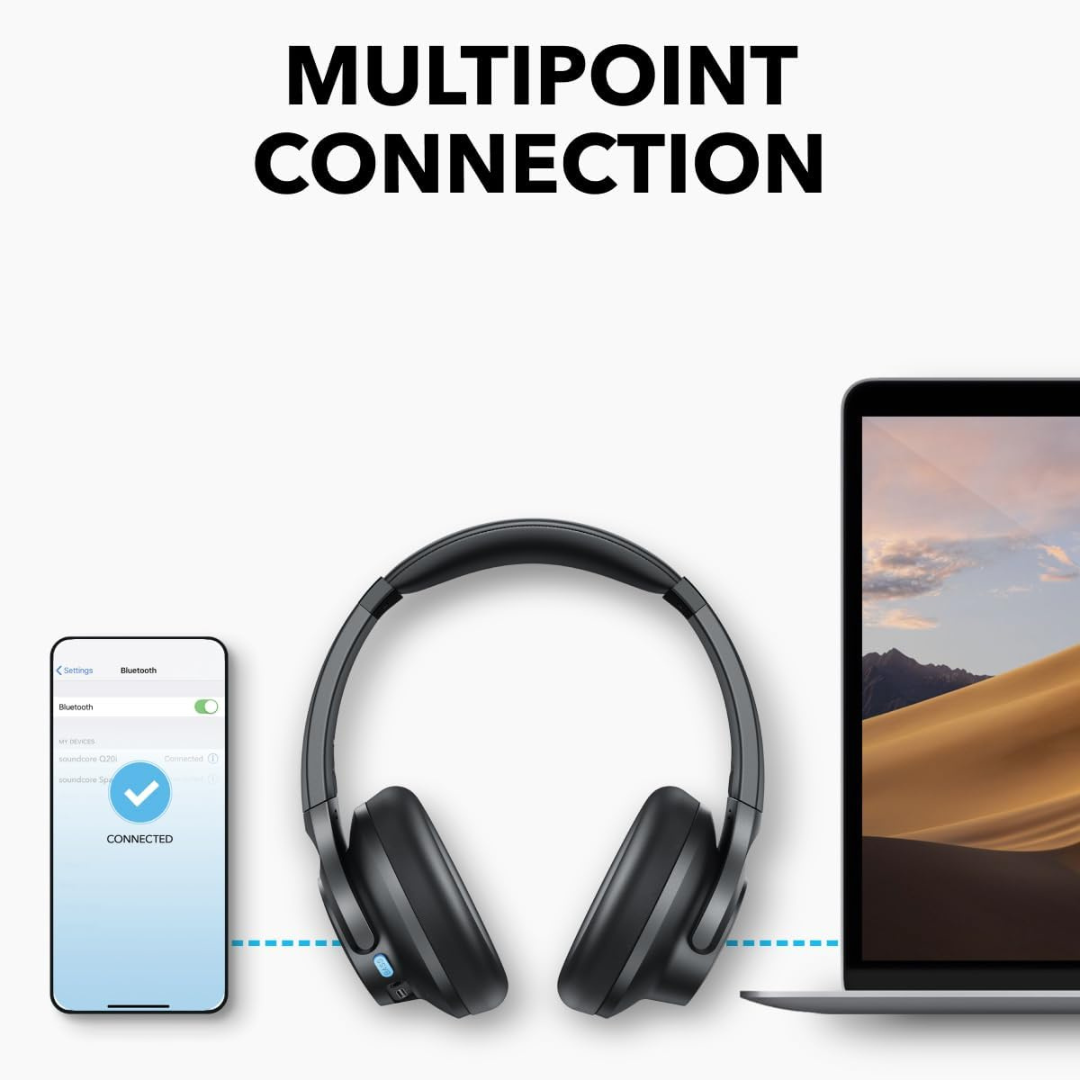 Buy now high-performance Soundcore Q11i Wireless Over Ear Headphones with BassUp one-touch bass boost, long battery backup and premium build quality for everyday music enjoyment.