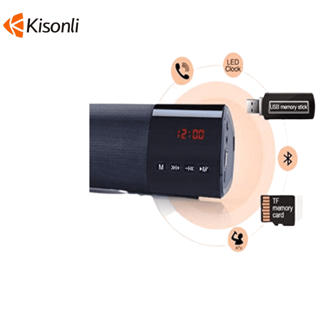 Kisonli LED-800 Portable Wireless Bluetooth Speaker With Digital Clock - Brother-mart