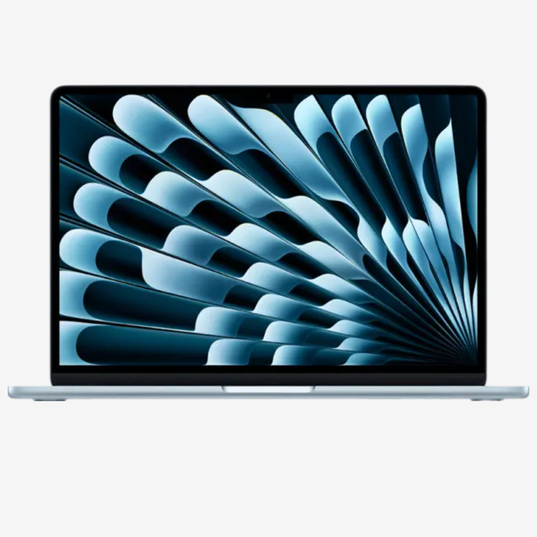 Mcbook air Laptop with a futuristic design on the screen against a white background