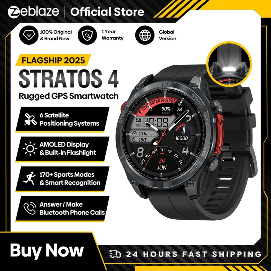 Shop Now Zeblaze Stratos 4 GPS Smartwatch