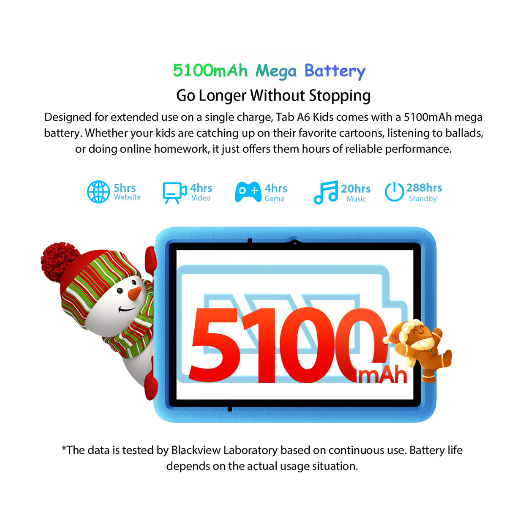 Get Blackview TAB A6 Kids tablet with high storage capacity for offline videos and content