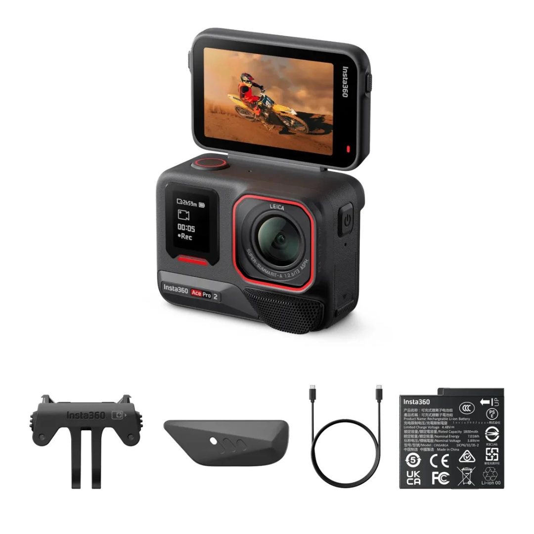 Get Insta360 Ace Pro 2 8K action camera best for YouTube vloggers, extreme sports, cinematic storytelling with ultra smooth stabilization and flip up touch display