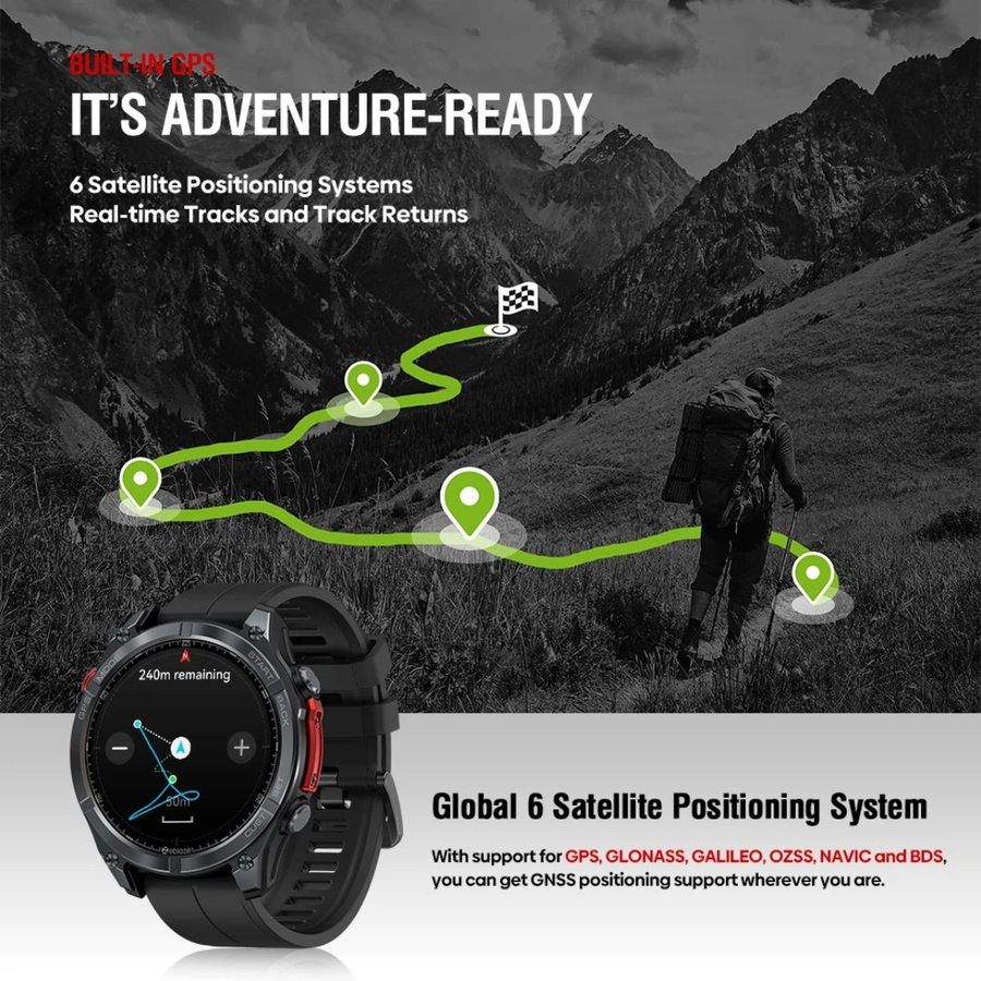Zeblaze Stratos 4 Smartwatch (2026) - Built in Compass & Barometric Altimeter
