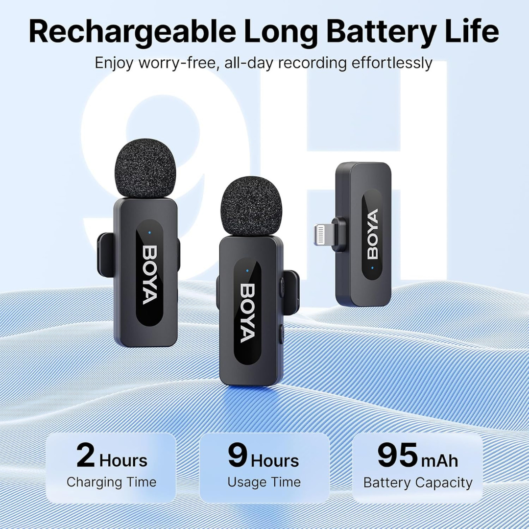 Buy now BOYA BY-V2 portable microphone system with windscreen and noise reduction for clear outdoor audio