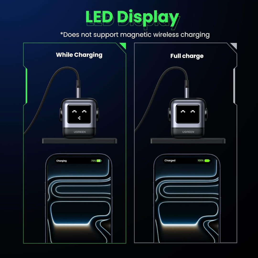 Buy now UGREEN robot shaped 65W fast GaN charger with LED expressions for tech lovers