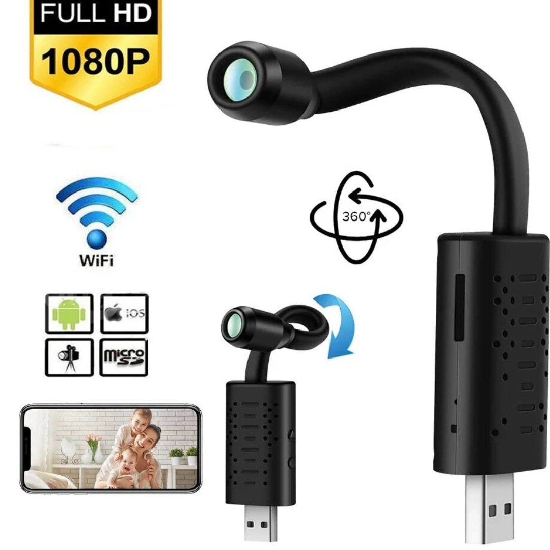 Mini USB Hidden Camera, Spy WiFi Security Camera HD Wireless Body Cam with USB - Brother-mart