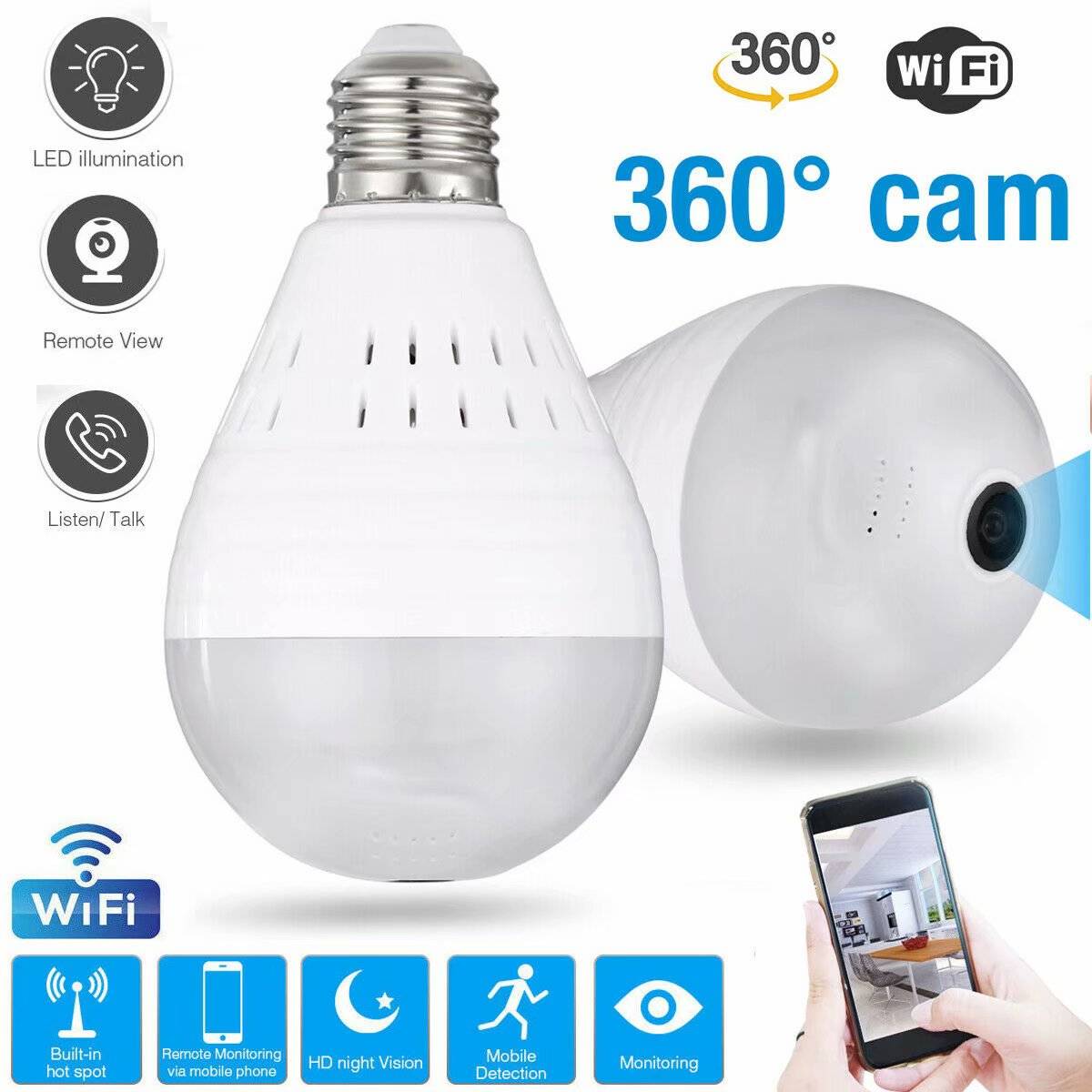 Wifi Security Camera With Bulb 