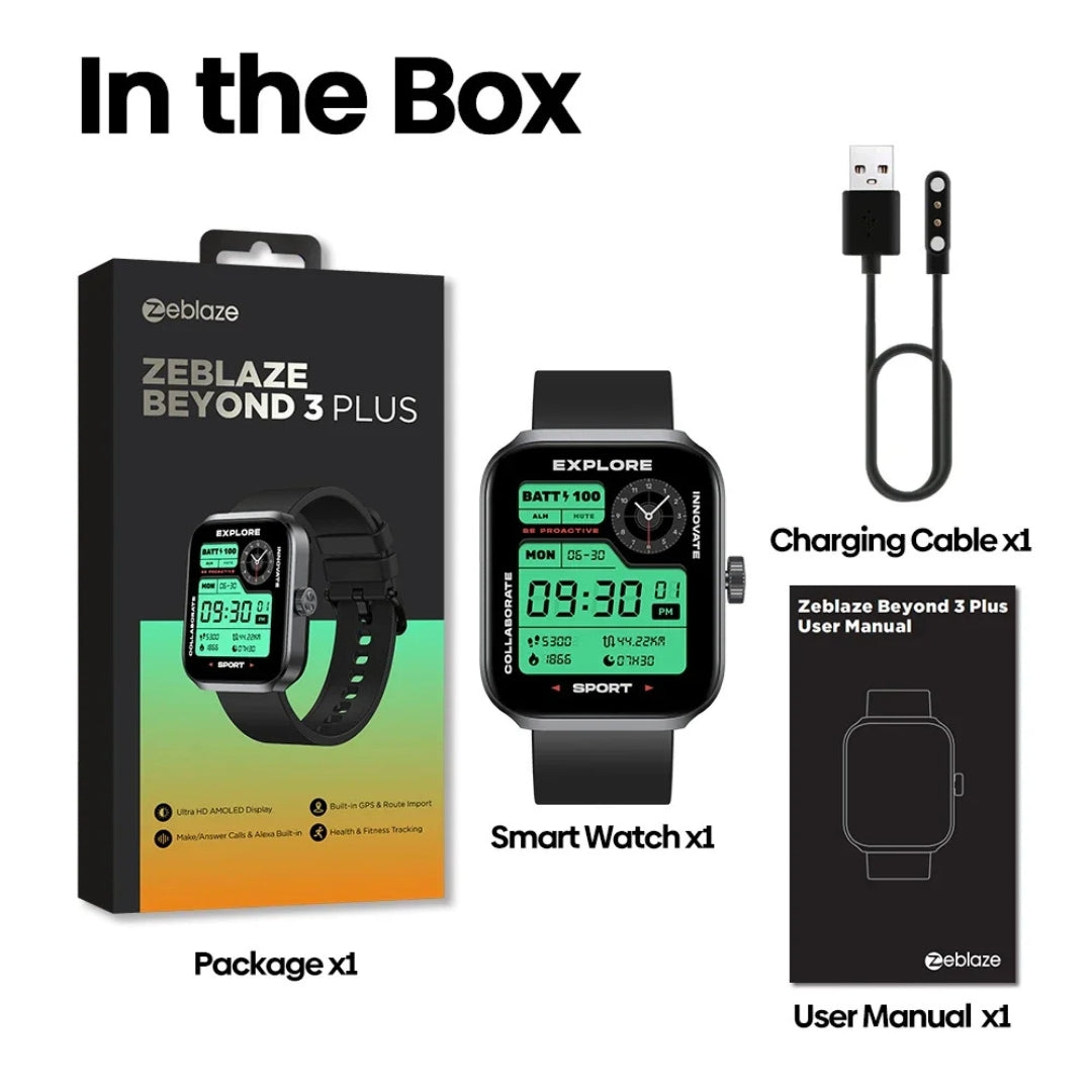 Zeblaze Beyond 3 Plus Smartwatch Packaging Box Contains