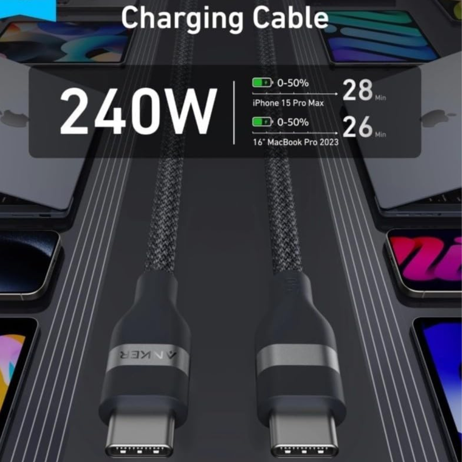 Shop Anker 240W fast charging cable 6ft braided Nepal