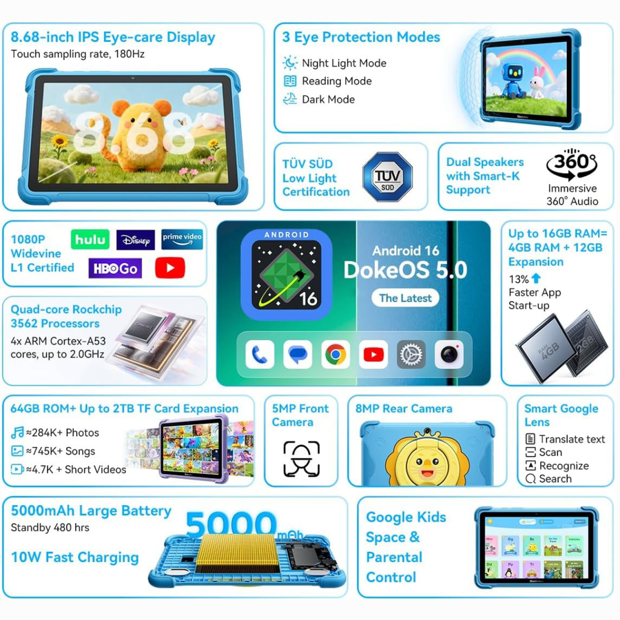 Blackview Link Mini Kids tablet with 1024x600 eye-care display – Buy Now