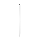 A sleek, minimalist white stylus pen with a small black tip, shown vertically against a solid white background.