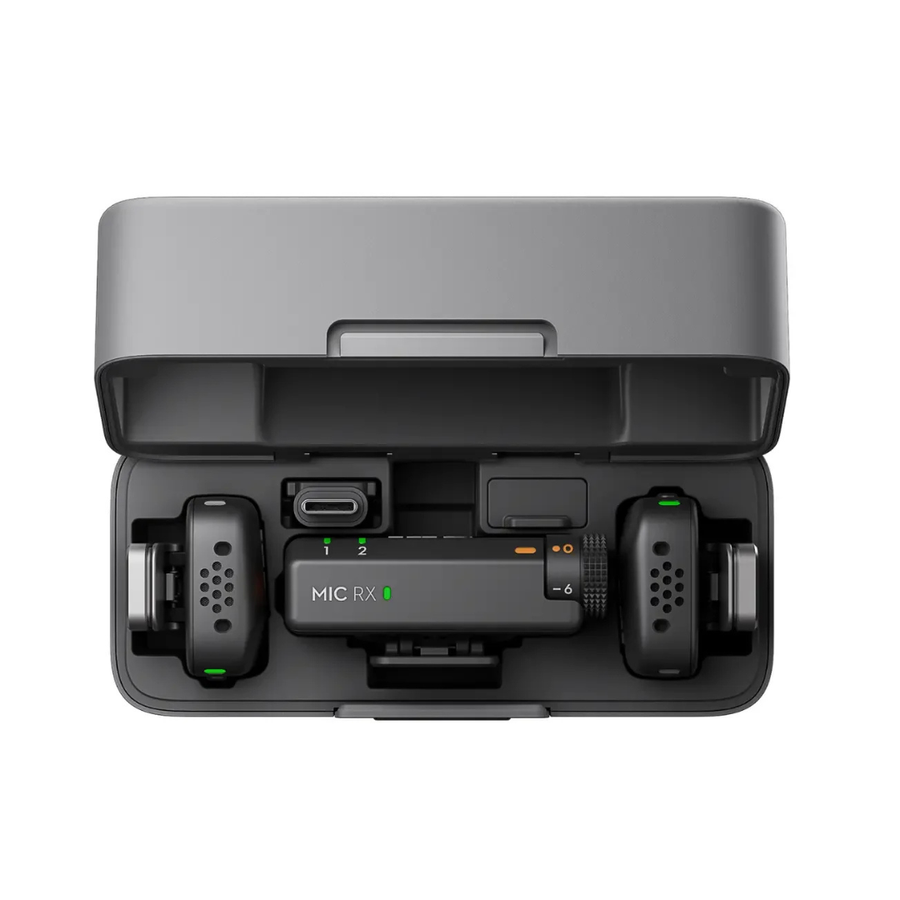 Get DJI Mic Mini wireless mic setup for iPhone Android camera with 48 hour battery charging case bundle