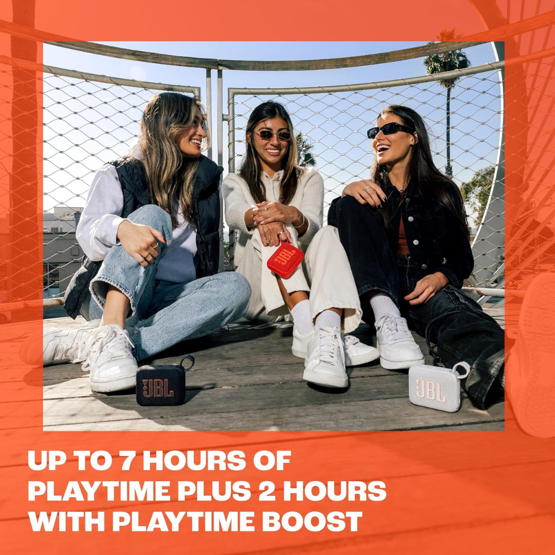 Buy now JBL Go 4 with multi-speaker Auracast connection for bigger stereo sound.