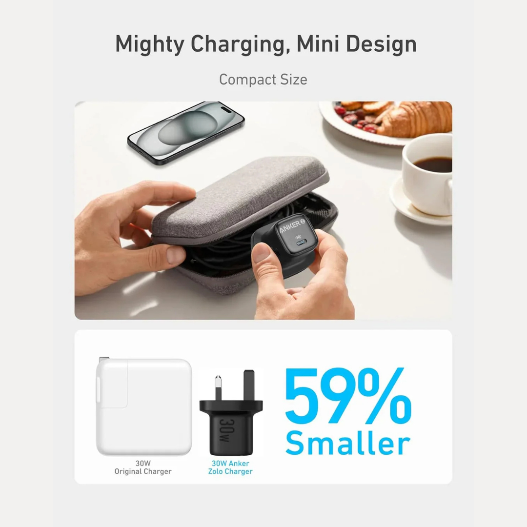 Shop Anker PD 3.0 30W charger in Nepal with GaN technology and compact stacking design