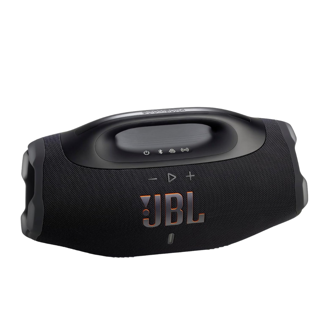 Shop now for JBL Boombox 4 with dual bass boost, AI Sound Boost, and IP68 waterproof design for ultimate outdoor music experience.