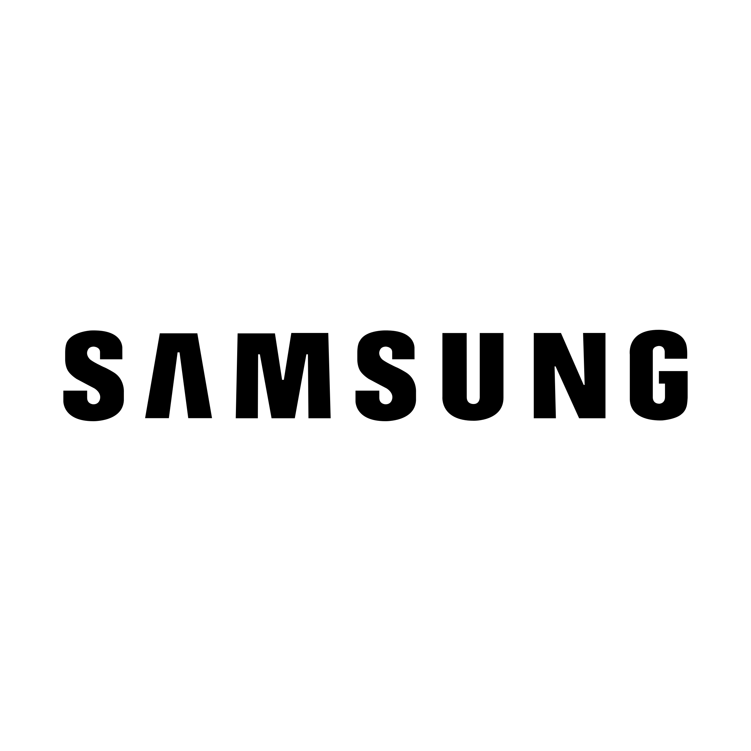 Black Samsung logo on a white background