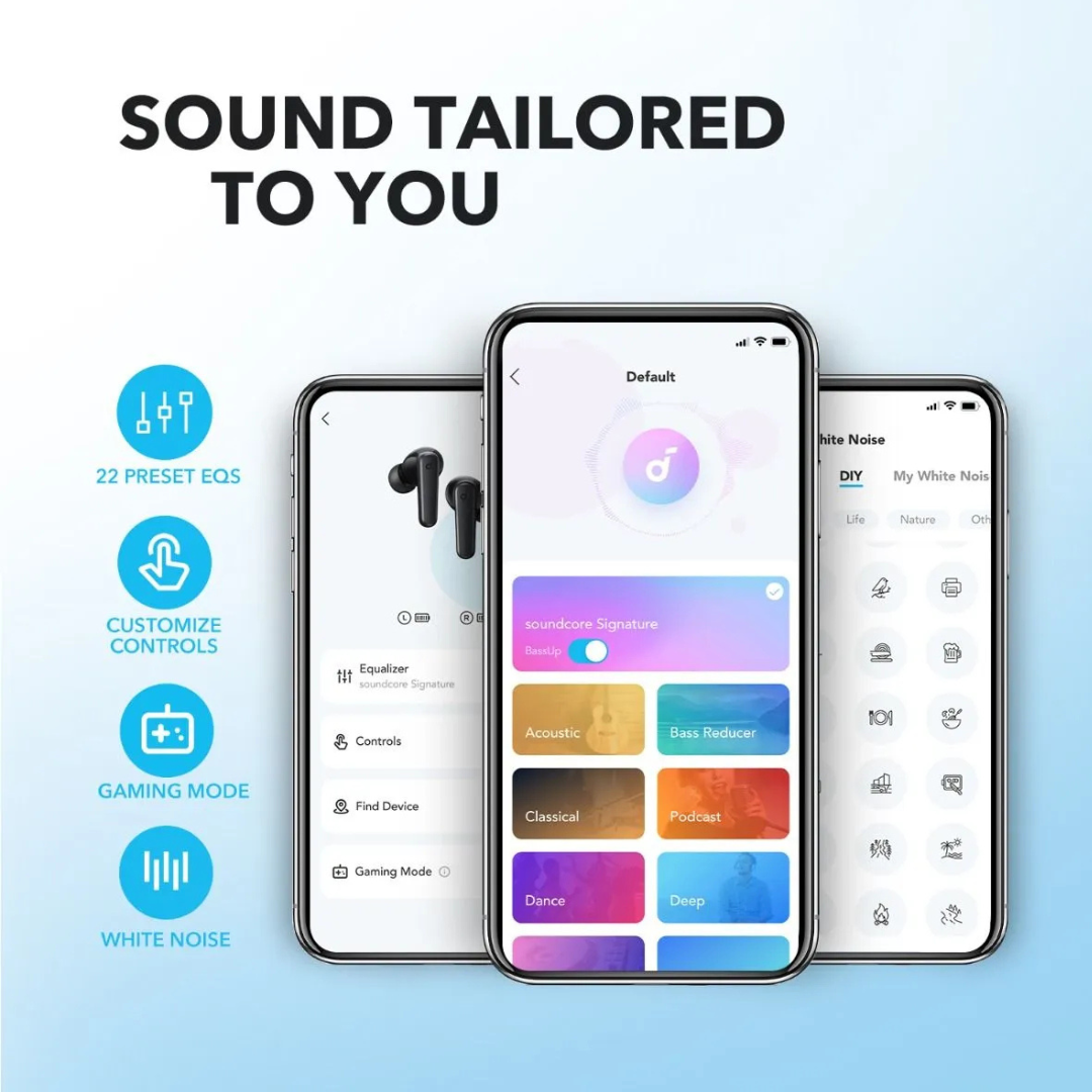 Shop now Soundcore Anker R50i earbuds delivering crystal clear calls for office and online meetings